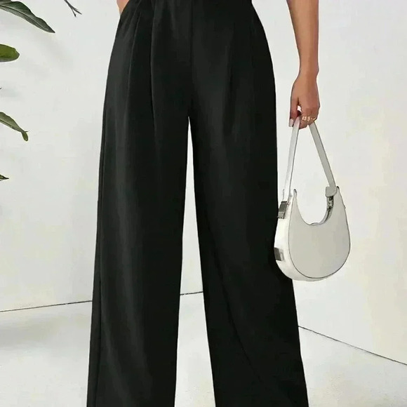 Black Casual Women's Solid Color Daily Basic Pants - Picture 6 of 6